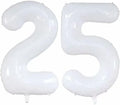 GOER Jumbo 25 Balloons - 42 Inch Foil Helium Balloons for 25th Birthday Party Decorations | White