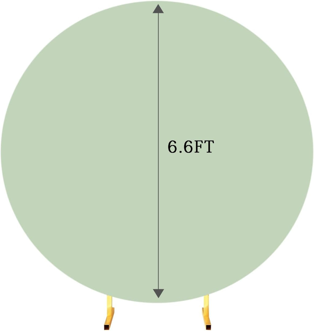 Skiennix 6.6 FT Round Backdrop Cover - Sage Green Spandex Fitted Stretch for Weddings & Parties