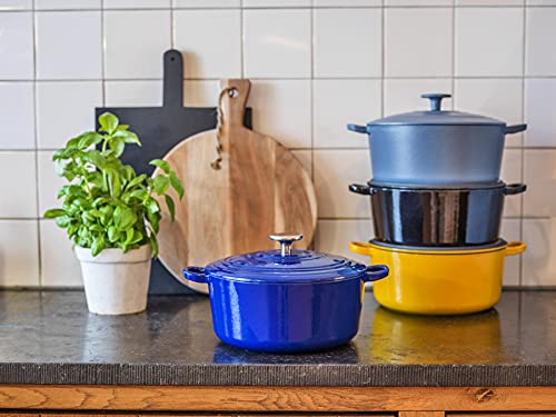 BK Bourgogne Enameled Cast Iron Induction 7QT Nonstick Dutch Oven, PFAS Free, Dishwasher Safe, Royal Blue