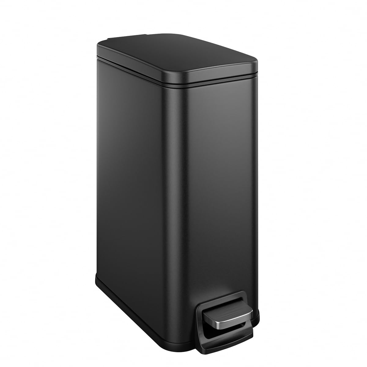 Skiennix Slim Bathroom Trash Can - 1.6 Gallon Stainless Steel with Soft Close Lid & Removable Inner Bucket