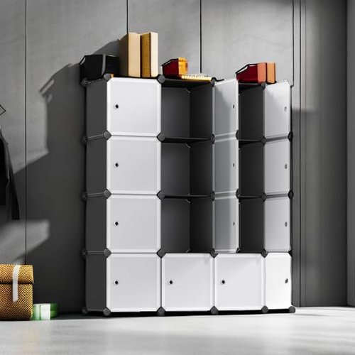 SONGMICS Cube Storage Organizer, 12-Cube Closet Storage Shelves, Modular Bookcase, Black ULPC34HV1