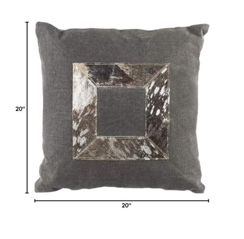 SAFAVIEH Grayer Metallic Cowhide Throw Pillow, Grey/Silver