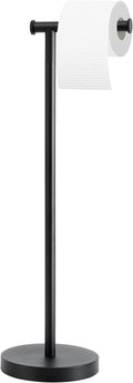 Skiennix Toilet Paper Holder - Free Standing Design with Stable Weighted Base | Rustproof Black Finish