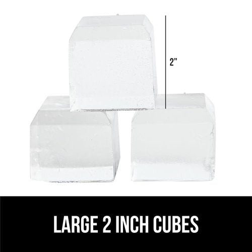 GORILLA GRIP Slow Melting Large Silicone Ice Cube Tray for Freezer, 2 Pack, Easy to Push 8 Giant Square Cubes, Use for Cocktails, Iced Coffee, Water Bottle, Frozen Puree, Kitchen Bar Essentials, Gray