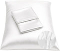 BLISSFORD Satin Pillowcase - Soft Zippered Design for Hair & Skin Care | White Satin, Standard Size - Set of 2