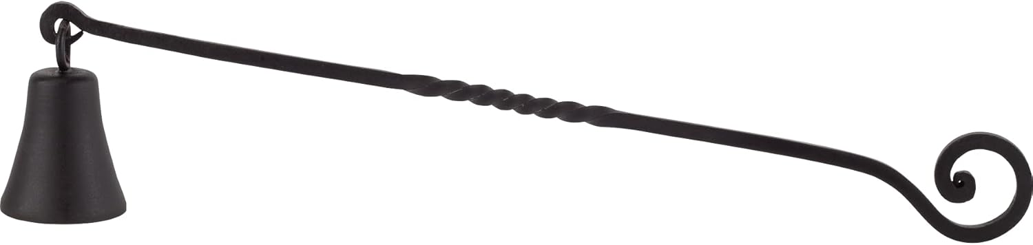 RTZEN Antique Bell Candle Snuffer - Handcrafted Wrought Iron Extinguisher with Long Handle | Unique Black Matte Decor Gift