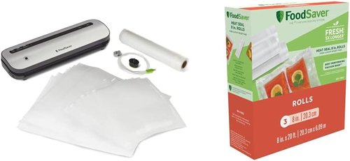 FoodSaver Vacuum Sealer - Space-Saving Design with Bags & Roll Included | Ideal for Food Preservation