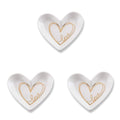 Kate Aspen Shaped Ceramic with Gold Foil Trinket Dish, Love Heart Small, (Pack of 3)
