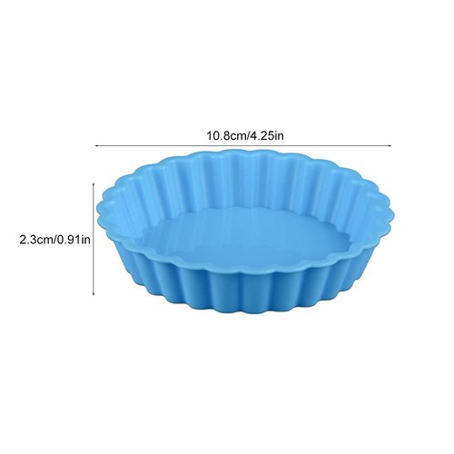 Kakalote 8pcs Silicone Mold Pie Pan, Non Stick Mini Quiche Molds Cupcake Muffin Baking Cups, Round Mini Tart Pan, Small Pie Baking Pan Tart Molds for Baking, Random Color