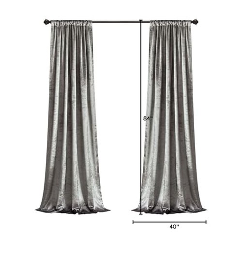 Lush Decor Velvet Dream Curtains | Solid Color Luxury Shimmery Window Curtain Panel Set (Pair), 84” x 40”, Silver
