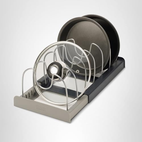 Joseph Joseph DrawerStore Expanding Cookware Organizer, Space saving storage for pan lids, baking trays - Grey