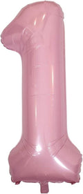 DIWULI 40-Inch Pastel Pink Number 1 Balloon - Large Foil Balloon for 1st Birthday Party Decorations