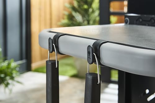 Weber Works Tool Hooks – Set of 3 Rail‑Mounted Grill Hooks for Hanging BBQ Spatulas, Tongs, Brushes & Grilling Tools – Repositionable Storage for Weber Griddles & Outdoor Cooking Stations