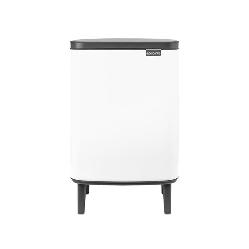 Brabantia Bo Small Lift-Open Trash Can with Raised Legs | 3.2 Gal / 12L | White | Free Standing Bedroom, Bathroom, Nursery Trash Can, Removable Inner Bucket, Non-Slip Feet | + Trash Bags