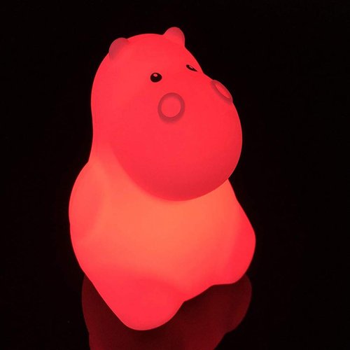 Mobestech Hippo Night Light USB Rechargeable Touch Sensor Led Bedside Lamp Soft Silicone Cartoon Animal Nightlight for Kids Bedroom Nursery