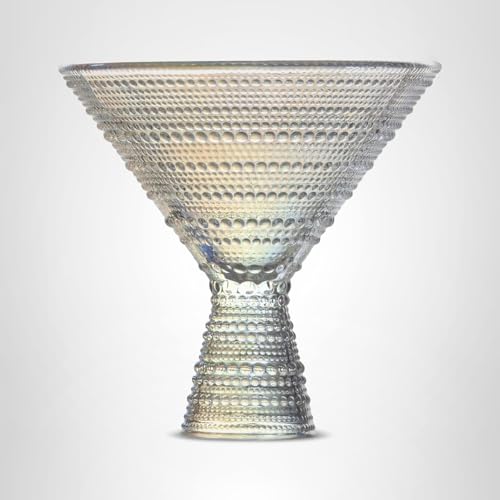 Fortessa Jupiter Beaded Hobnail Glass, 11.5 Ounce Martini (Set of 4), Iridescent