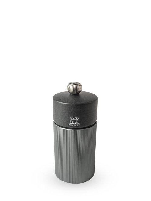 PEUGEOT- Line Pepper Mill - Classic Grind Adjustment - Aluminum and PEFC Certified Wood-Made in France - Carbon Color. 12 cm -4.75"