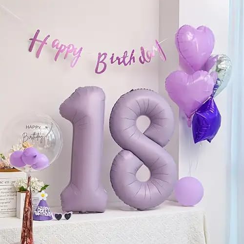 Lilac 8 Balloon | 40-Inch Number Balloon for 8th Birthday Decorations | Lavender Party Supplies