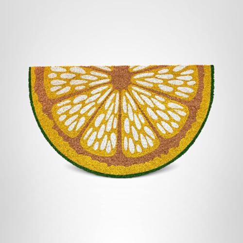 Creative Co-Op Natural Coir Lemon Slice Shaped Doormat, Multicolor
