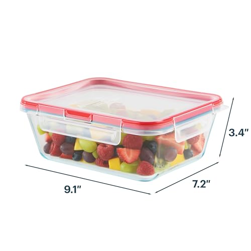 Pyrex Freshlock Glass Food Storage Container, Airtight & Leakproof Plastic Locking Lids, Freezer Dishwasher Microwave Safe, 8 Cup