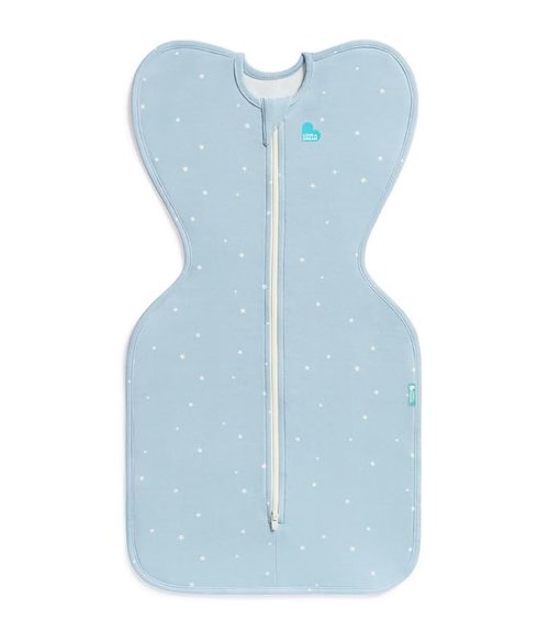 Love to Dream Swaddle Up Original - Ultra Breathable Cotton Wearable Blanket | Arms Up Design, 1.0 TOG, Medium 13-19lbs, Twinkle Powder Blue
