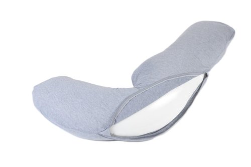 Momcozy Pregnancy Pillows for Side Sleeping, J Shaped Maternity Body Pillow for Pregnancy, Soft Pregnancy Pillow with Jersey Cover for Head Neck Belly Support, Grey