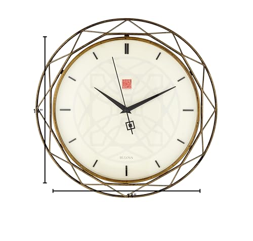 Bulova Clocks C4834 Luxfer Prism 14 Inch Frank Lloyd Wright Inspired Wall Clock