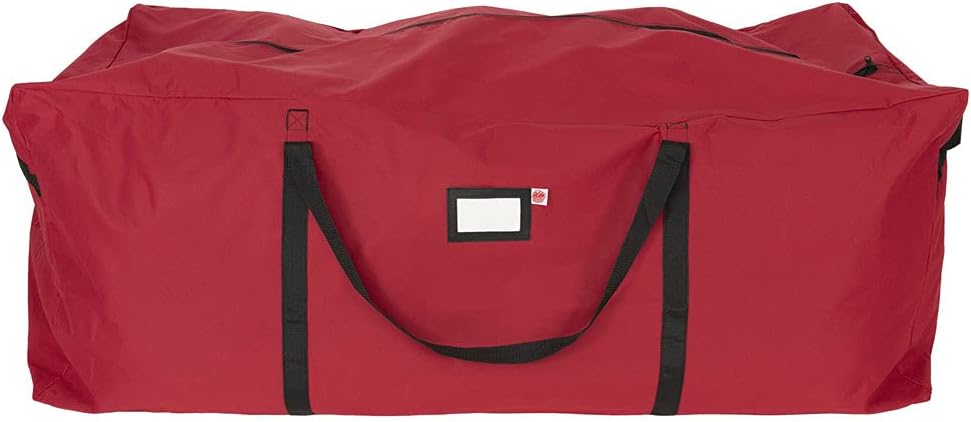 Santa's Bags Red Duffle Bag - X-Large 9 Foot Christmas Tree Storage Bag for Artificial Trees - Durable 300D Poly-Blend Fabric with ID Tag Holder