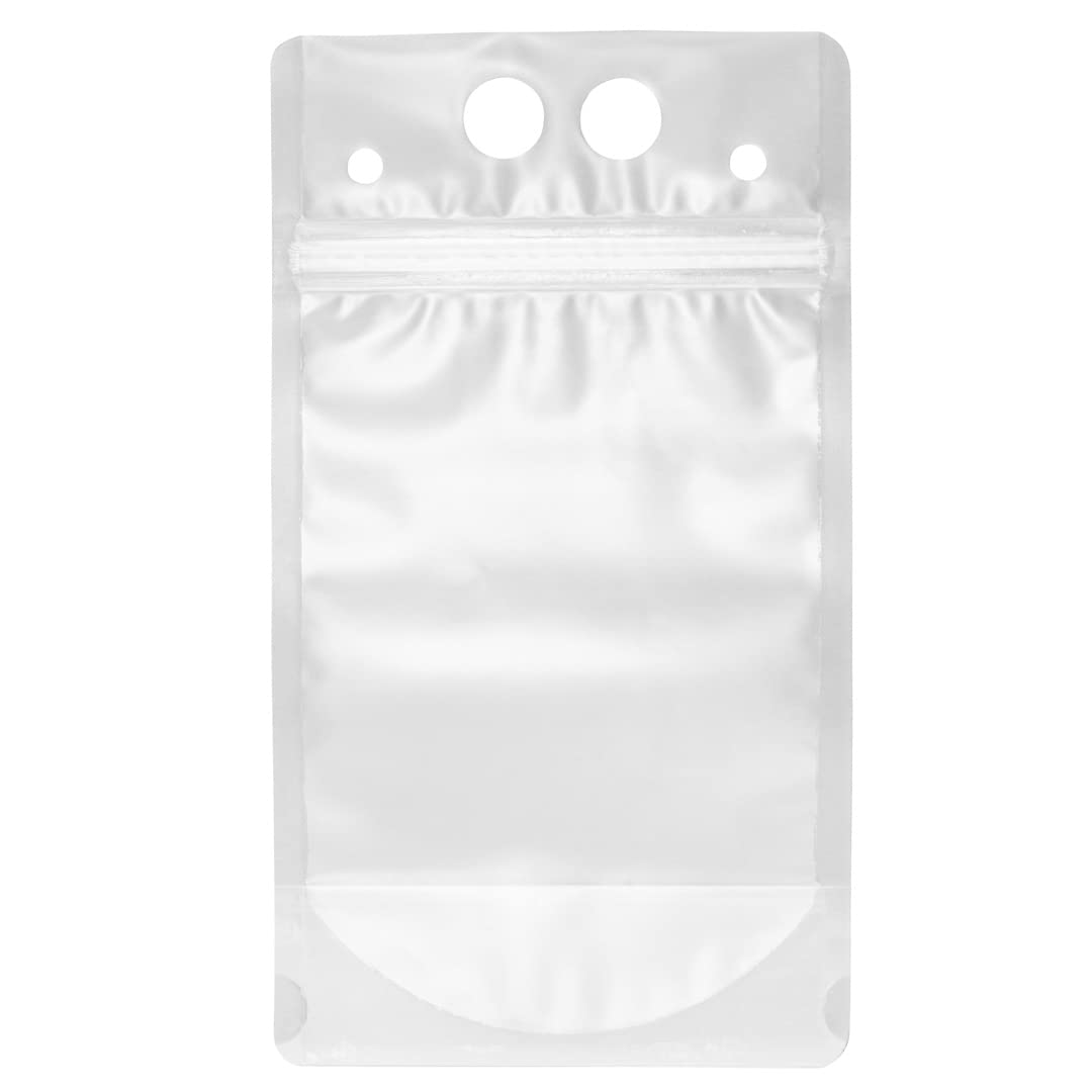 Restaurantware Bag Tek 5.1 X 1.6 Inch Drink Pouches 100 Double Zipper Juice Pouches - Hand-Held Straw Storage Translucent Plastic Drink Bags Heavy Duty Tamper-Evident
