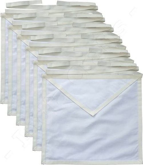 MASONIC REGALIA COTTON DUCK CLOTH CANDIDATE APPRENTICE APRONS - PACK OF 12 PIECES White
