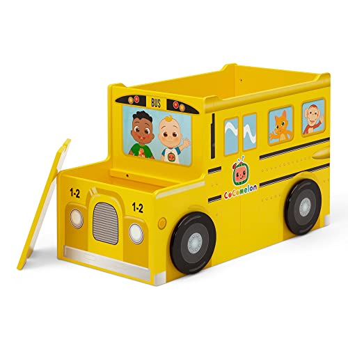 Delta Children CoComelon School Bus Toy Box + Delta Children CoComelon Plastic Toddler Bed (Bundle)