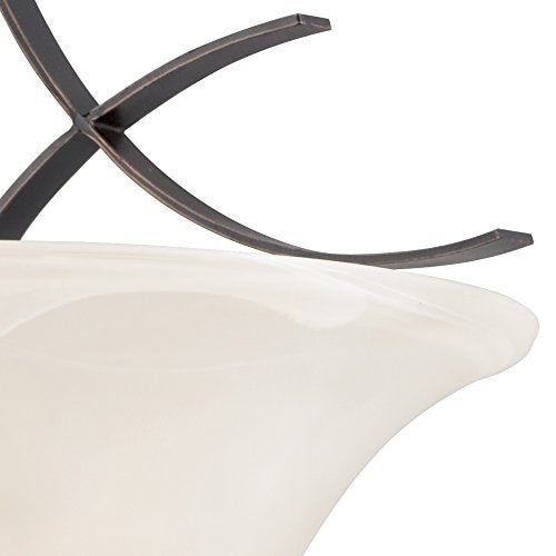 Westinghouse 6340300 Pacific Falls Two-Light Indoor Convertible Pendant/Semi-Flush Ceiling Fixture, Amber Bronze Finish with White Alabaster Glass
