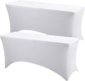 Skiennix 2-Pack White Spandex Table Covers - Fitted, Wrinkle-Resistant, 6ft x 18in for Events & Displays