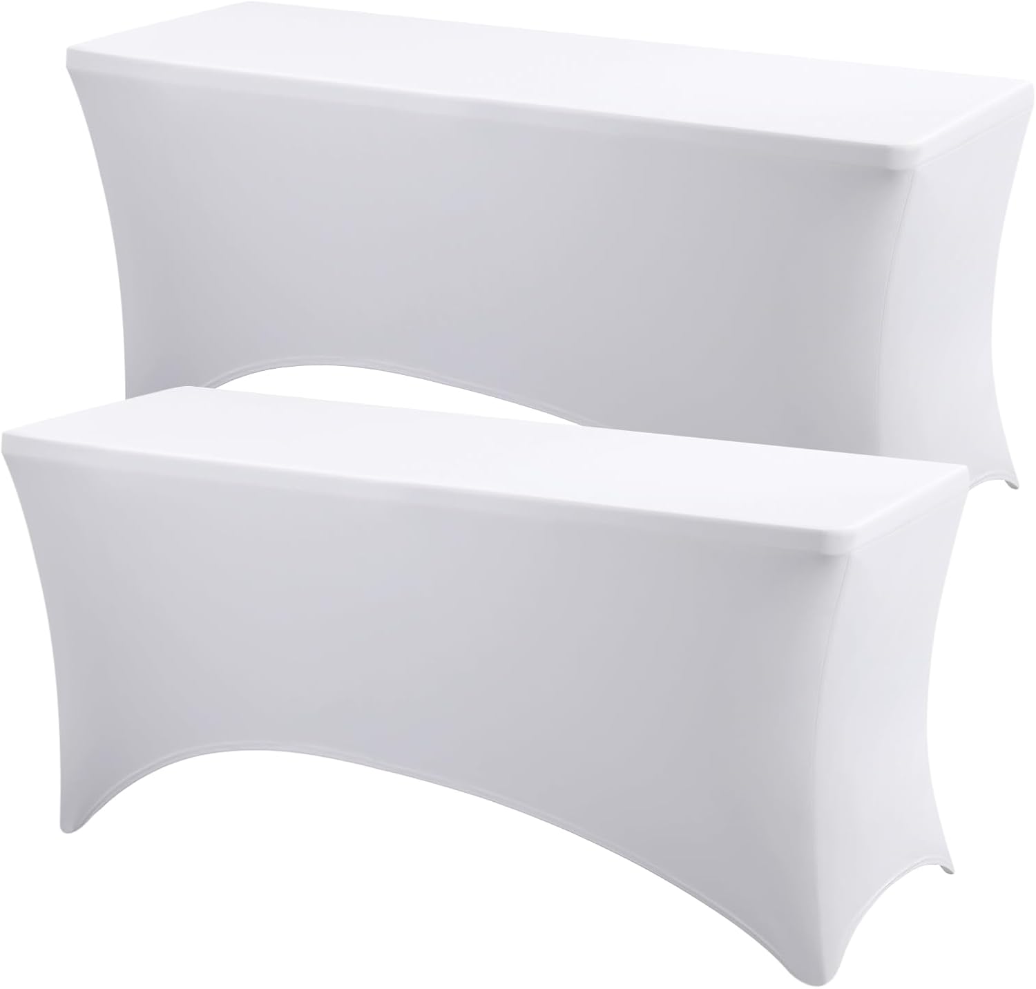 Skiennix 2-Pack White Spandex Table Covers - Fitted, Wrinkle-Resistant, 6ft x 18in for Events & Displays