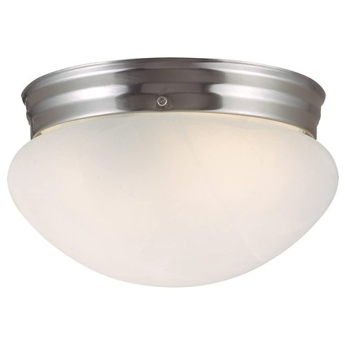 Design House Millbridge Dome 7-5/8 Inch Diameter Indoor Ceiling Light Fixture, for Bedroom, Hallway, Closet & Dining Room, Alabaster Glass, Satin Nickel, 511576