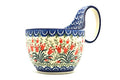Polish Pottery Loop Handle Bowl - Crimson Bells