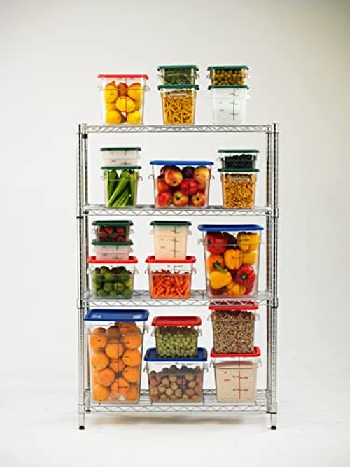 Carlisle FoodService Products Squares Square Food Storage Container with Stackable Design for Catering, Buffets, Restaurants, Plastic, 4 Quarts, White