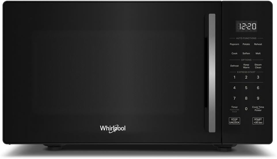 Whirlpool Countertop Microwave - 0.9 Cu. Ft, 900 Watt, Steam Clean - Sleek Black Finish