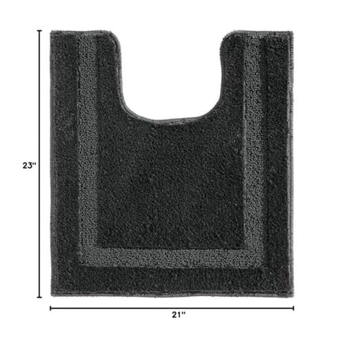 InterDesign Microfiber Polyester Contour Bathroom Rug – Black Spa