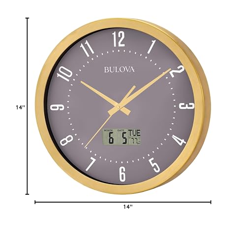 Bulova C4830 Lobby Wall Clock, 14", Gold