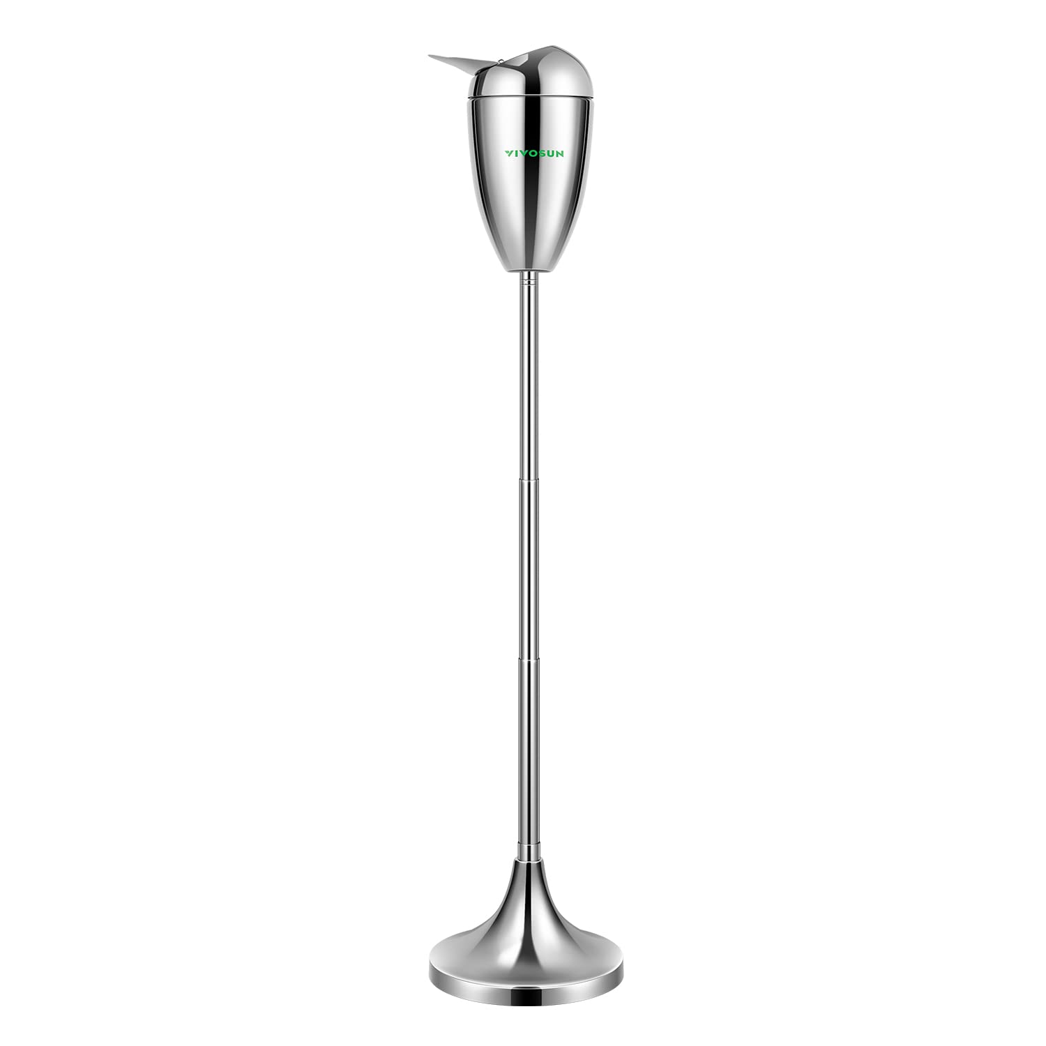 VIVOSUN Adjustable Outdoor Ashtray, Covered Ashtray for Outside Patio, Smokeless Windproof Standing Ash tray with Lid for Home, Adjustable Height from 21.5" to 35" for Indoor (Chrome)