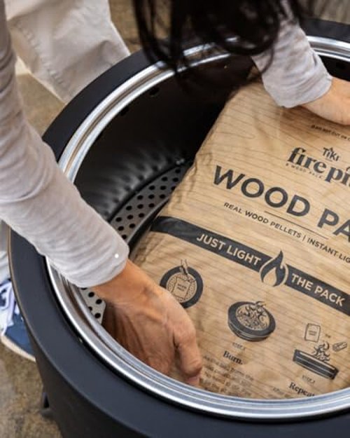 TIKI Wood Pack – 2-Pack Wood Pellets for Smokeless Fire Pits, Easy-to-Use Fire Pit Fuel for Outdoor Heating & Camping, 30+ Minute Burn Time, Made in The USA
