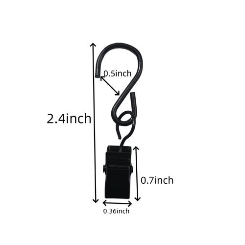 UPEYXDQR Stainless Steel S Hooks Curtain Clips，Hanging Party Lights Hangers Gutter Photo Camping Tents, Art Craft Display, Garden Courtyards Decoration, 2.4 Inch Long Black 40Pcs
