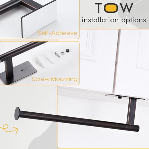KOKOSIRI Paper Towel Holder Self-Adhesive Bar Under Cabinet, No Drilling for Kitchen Towel Oil Rubbed Bronze Stainless Steel Wall Mounted Rack, B3013ORB