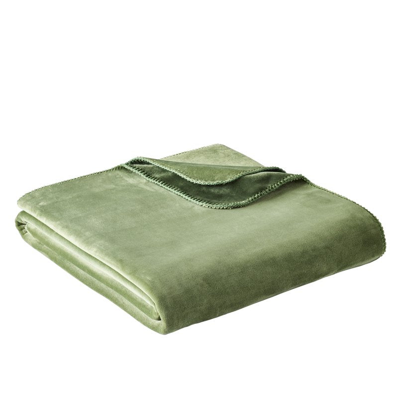 King Size Plush Bed Blanket - Reversible Bonded Soft Throw for Bedroom - Green
