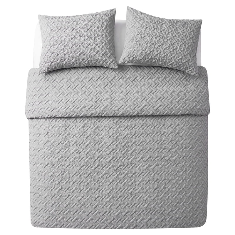 Twin/Twin XL Grey Geometric Comforter Set - Microfiber Bed Bedding