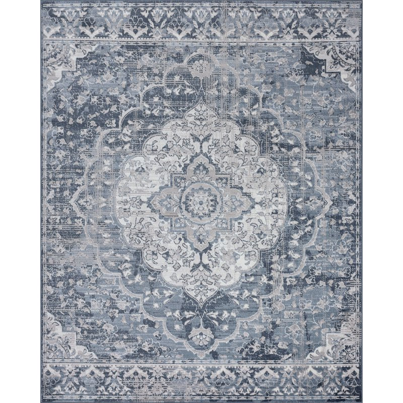 Blue Vintage Medallion Area Rug 8x10 Indoor Living Room Dining Bedroom