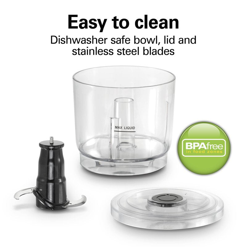 3-Cup Stack & Press Food Chopper and Mini Processor - Black