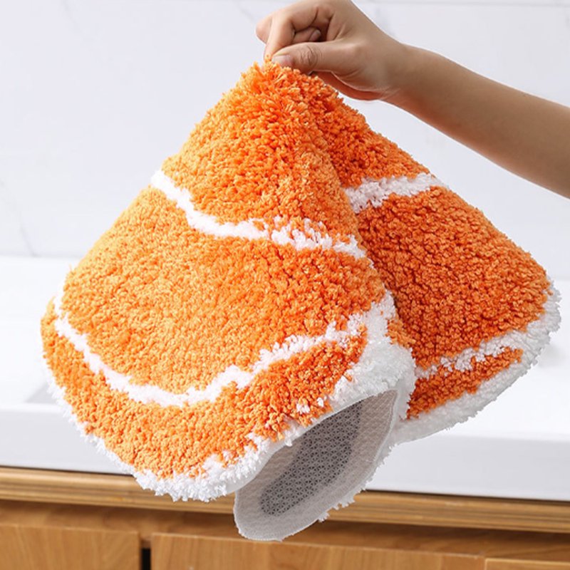 Halloween Pumpkin Shaped Flocking Bath Rug - Orange Non-Slip Mat I