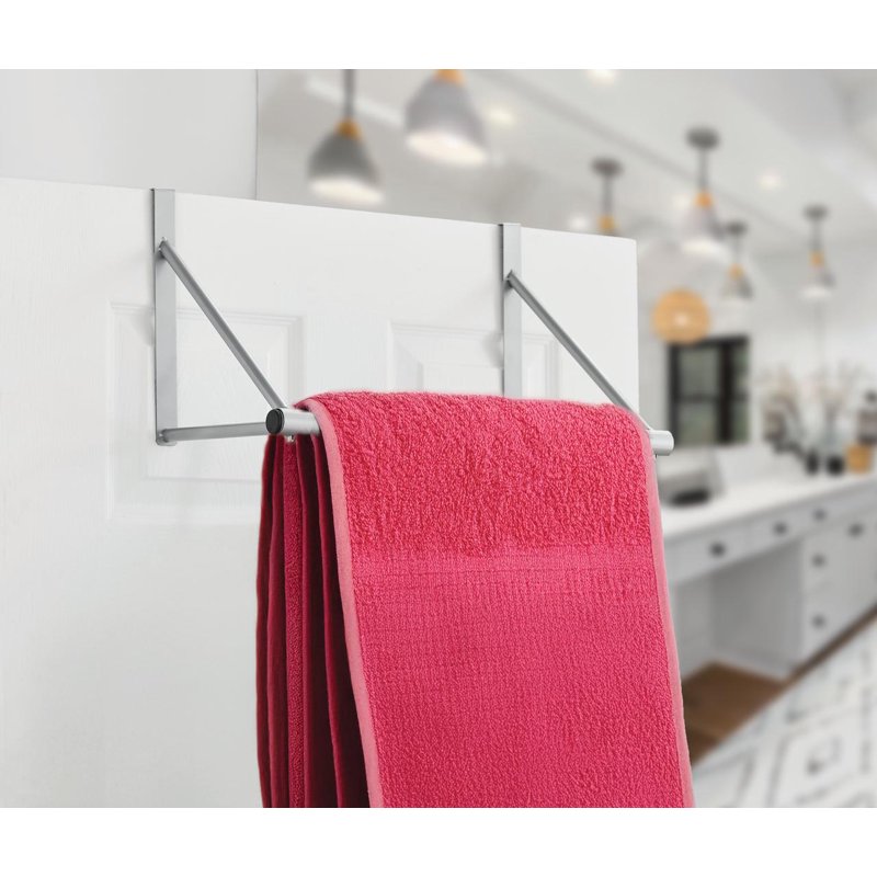 (2 Pack) Over-the-Door Hanging Organizer Rod for Closet - Silver, 17.9 in